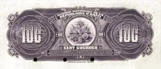 Haiti 100 Gourdes, 1925-1932 reverse