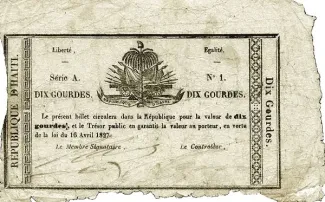 Haiti 10 Gourdes, 1827 obverse