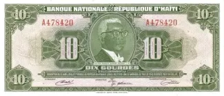 Haiti 10 Gourdes, 1971 obverse