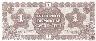 Haiti 1 Gourde, 1916 reverse