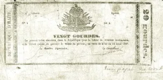 Haiti 20 Gourdes, 1827 obverse