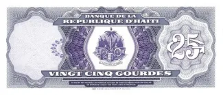 Haiti 25 Gourdes, 1988 reverse
