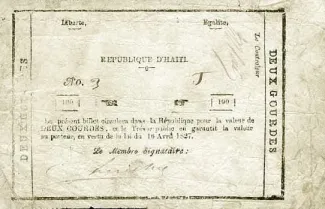 Haiti 2 Gourdes, 1827 obverse