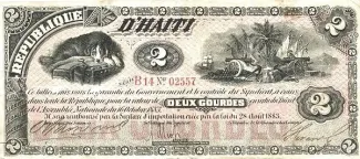 Haiti 2 Gourdes, 1883 obverse
