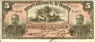 Haiti 5 Gourdes, 1908 obverse