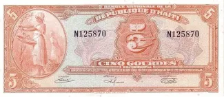 Haiti 5 Gourdes, 1964 obverse