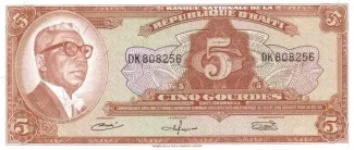 Haiti 5 Gourdes, 1968 obverse