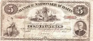 Haiti 5 Piastres, 1875 obverse