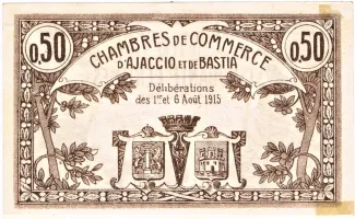 Haute et Basse-Corse, Departments of 50 Centimes, 1915-1920 reverse