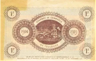 Haute-Garonne, Department of 1 Franc, 1914 reverse