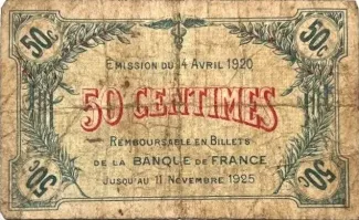 Haute-Marne, Department of 50 Centimes, 1920 reverse