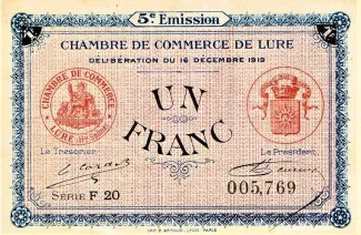 Haute-Sane, Department of 1 Franc, 1919 image