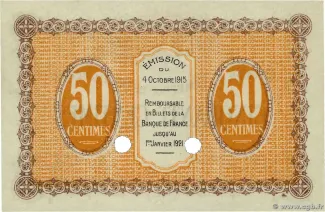 Haute-Sane, Department of 50 Centimes, 1915 reverse