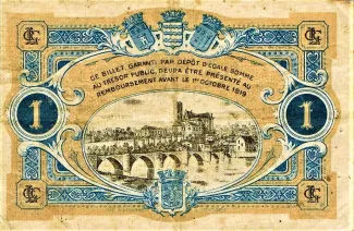 Haute-Vienne, Department of 1 Franc, 1919 reverse