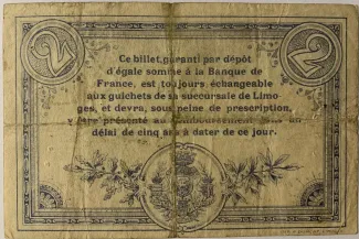 Haute-Vienne, Department of 2 Francs, 1914 reverse
