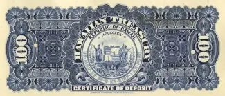 Hawaii 100 Dollars, 1895 reverse