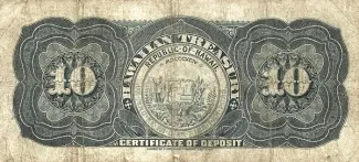 Hawaii 10 Dollars, 1895 reverse