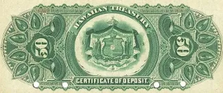 Hawaii 50 Dollars, 1879-1880 reverse