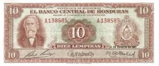 Honduras 10 Lempiras, 1954 image