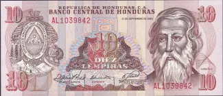 Honduras 10 Lempiras, 1989 image