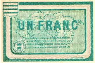 Hrault, Department of 1 Franc, 1915 reverse