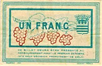 Hrault, Department of 1 Franc, 1915 reverse