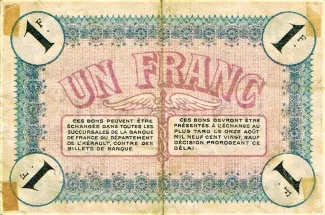 Hrault, Department of 1 Franc, 1915 reverse