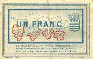 Hrault, Department of 1 Franc, 1918 reverse