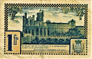 Hrault, Department of 1 Franc, 1922 reverse