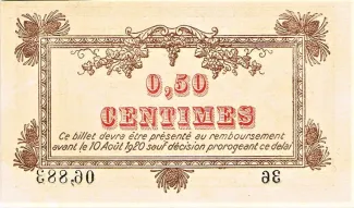 Hrault, Department of 50 Centimes, 1915 reverse
