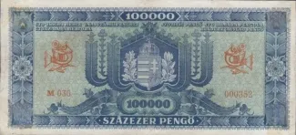 Hungary 100.000 000, 1945 reverse