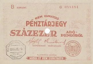 Hungary 100.000 Adopengo, 1946 image