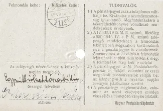 Hungary 100.000 Adopengo, 1946 reverse