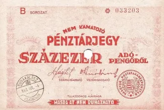 Hungary 100.000 Adopengo, 1946 image