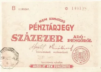 Hungary 100.000 Adopengo, 1946 image