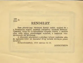 Hungarian notgeld 100 Korona, 1919 reverse