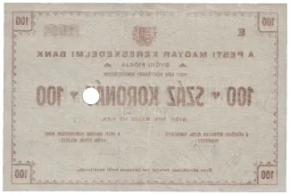 Hungarian notgeld 100 Korona, 1919 reverse