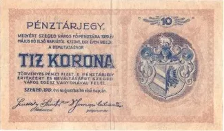 Hungarian notgeld 10 Korona, 1919 reverse
