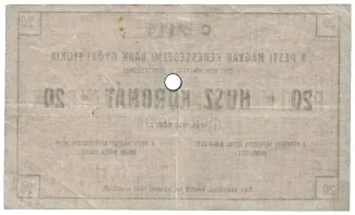Hungarian notgeld 20 Korona, 1919 reverse