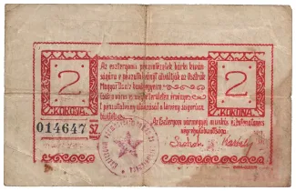 Hungarian notgeld 2 Korona, 1919 reverse