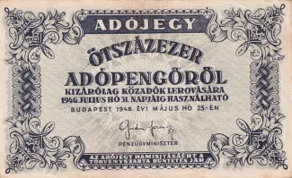 Hungary 500.000 Adopengo, 1946 image