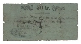 Hungarian notgeld 50 Kreuzers, 1860 image