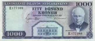 Iceland 1.000 Krónur, 1957 image