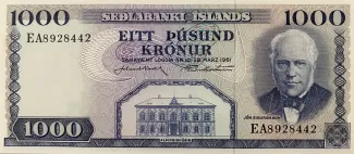 Iceland 1.000 Krónur, 1961 image