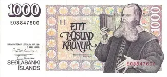 Iceland 1.000 Krónur, 1986 image