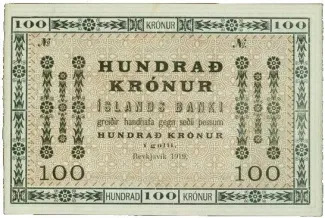 Iceland 100 Krónur, 1919 reverse