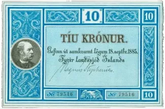 Iceland 10 Krónur, 1885 image