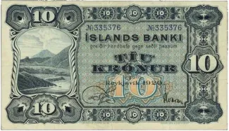 Iceland 10 Krónur, 1920 image