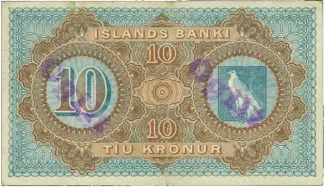 Iceland 10 Krónur, 1920 reverse