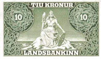 Iceland 10 Krónur, 1925-1928 reverse